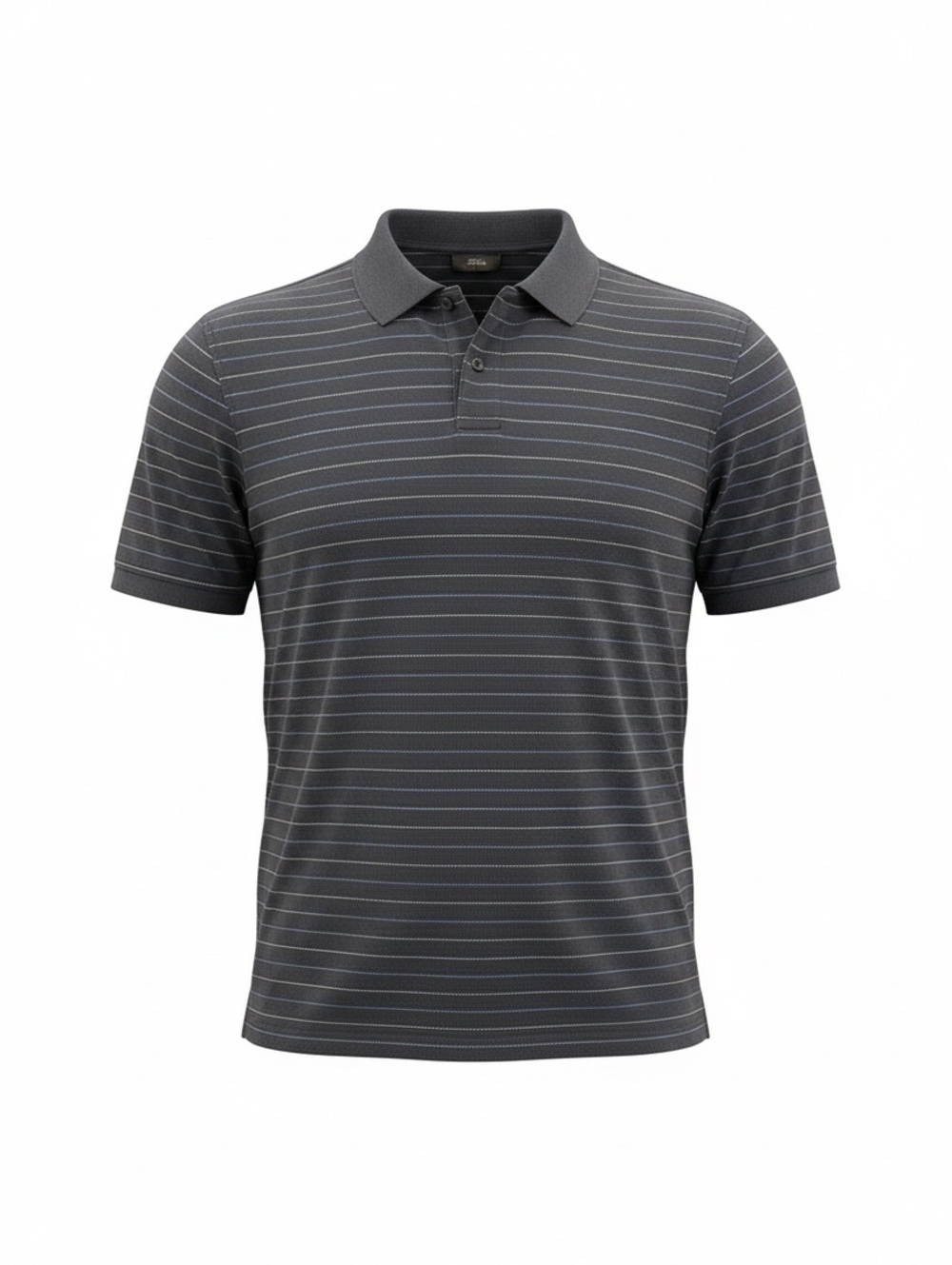 Tasso Elba Men's Striped Polo Shirt Size Large (Measured) Black Short Sleeve